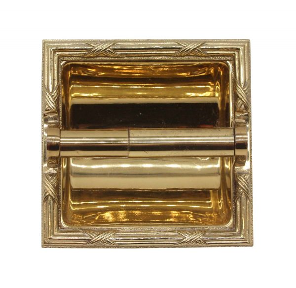 Bathroom - Recessed Polished Brass Ornate Toilet Paper Holder