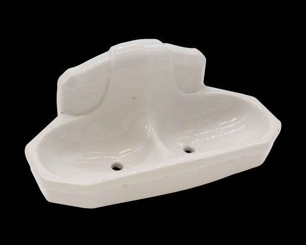 Bathroom - Vintage White Ceramic Double Soap Dish