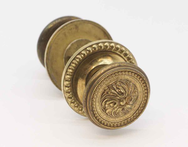 Door Knob Sets - Vintage Solid Brass Beaded Swirl Passage Door Knob Set