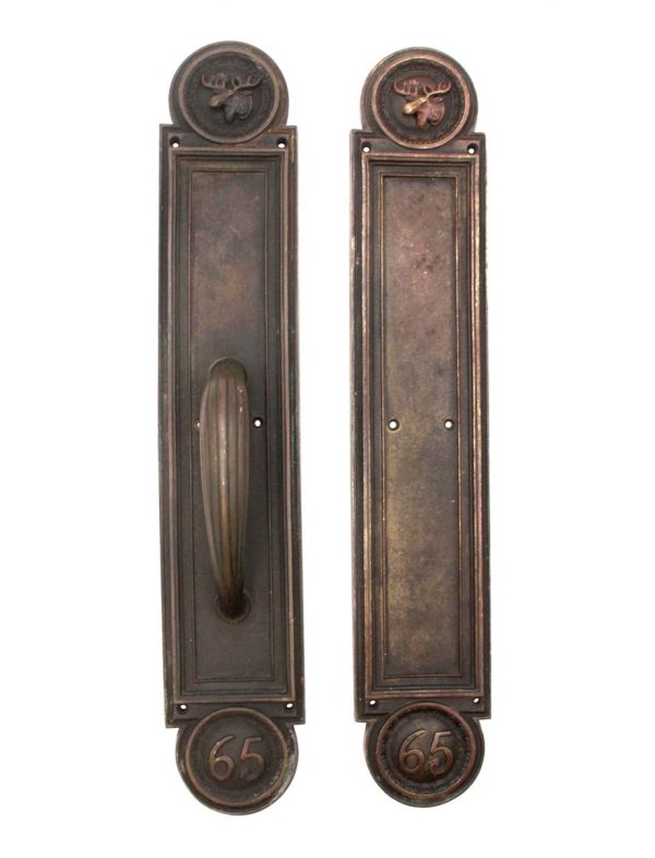 Door Pulls - Antique 20 in. Elk Bronze Door Pull & Push Plate Set
