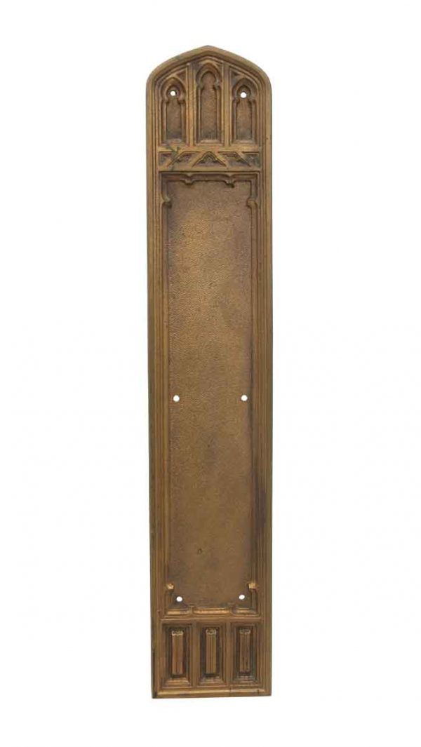 Push Plates - Antique 18 in. Sargent Bronze Gothic Door Push Plate
