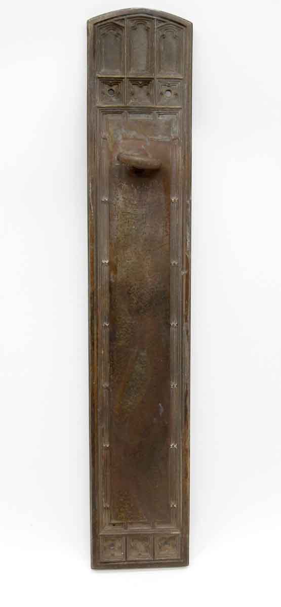 Push Plates - Antique Gothic 18 in. Yale & Towne Bronze Thumb Turn Door Push Plate