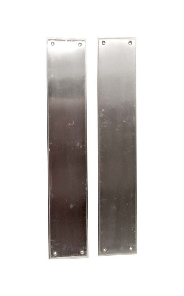 Push Plates - Pair of Classic Plain 15 in. Brushed Nickel Door Push Plates