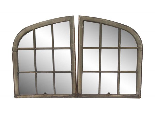 Reclaimed Windows - Pair of 9 Pane Windows with Gothic Arched Frame 36.5 x 56