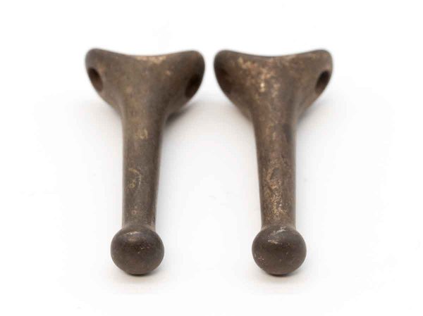Single Hooks - Pair of Brass Curved Back Wardrobe Bar Hooks