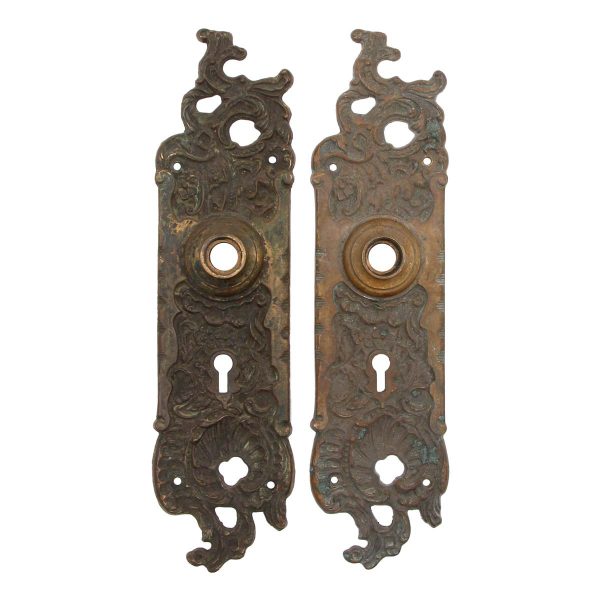Back Plates - Pair of Antique Reading Bronze Rococo Back Plates