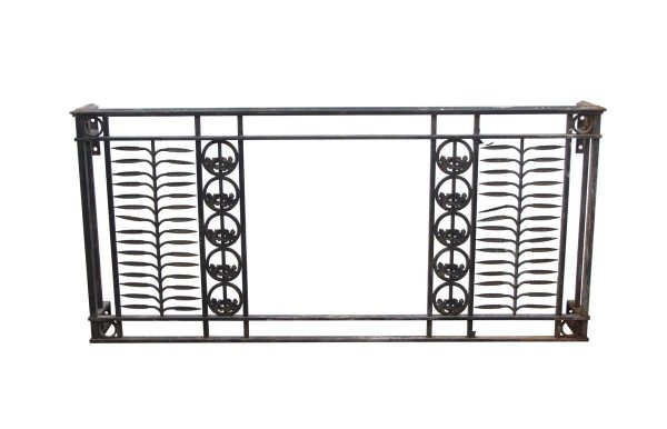 Balconies & Window Guards - Reclaimed 77.75 in. Wrought Iron Balcony with Leaf Motif