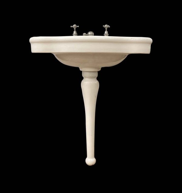 Bathroom - Vintage Serpentine Porcher Paris White Crackled Single Leg Sink