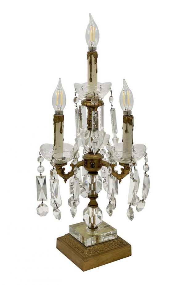 Candelabra Lamps - Victorian 4 Candle Light Crystal Candelabra Table Lamp