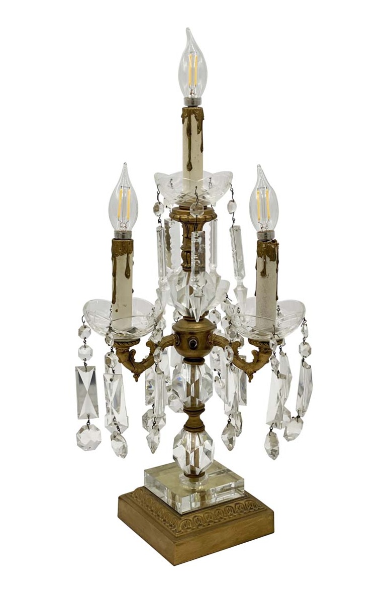 Victorian 4 Candle Light Crystal, Candelabra Table Light