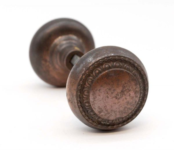 Door Knobs - Antique Concentric Pair of Bronze Door Knobs