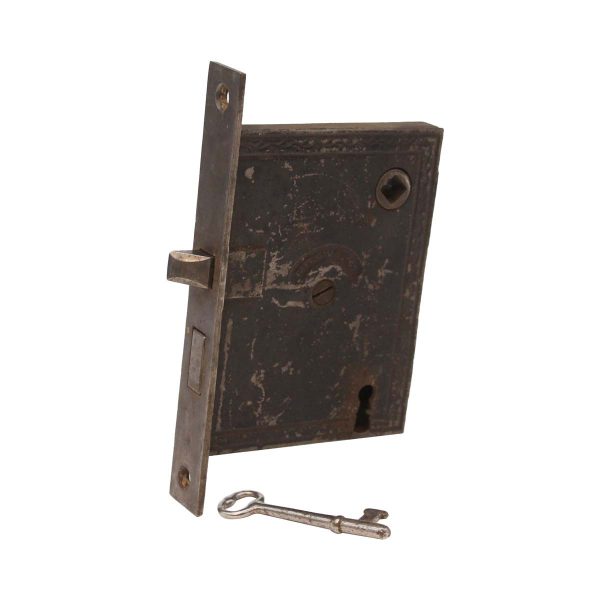 Door Locks - Vintage Cast Iron Passage Mortise Door Lock with Key