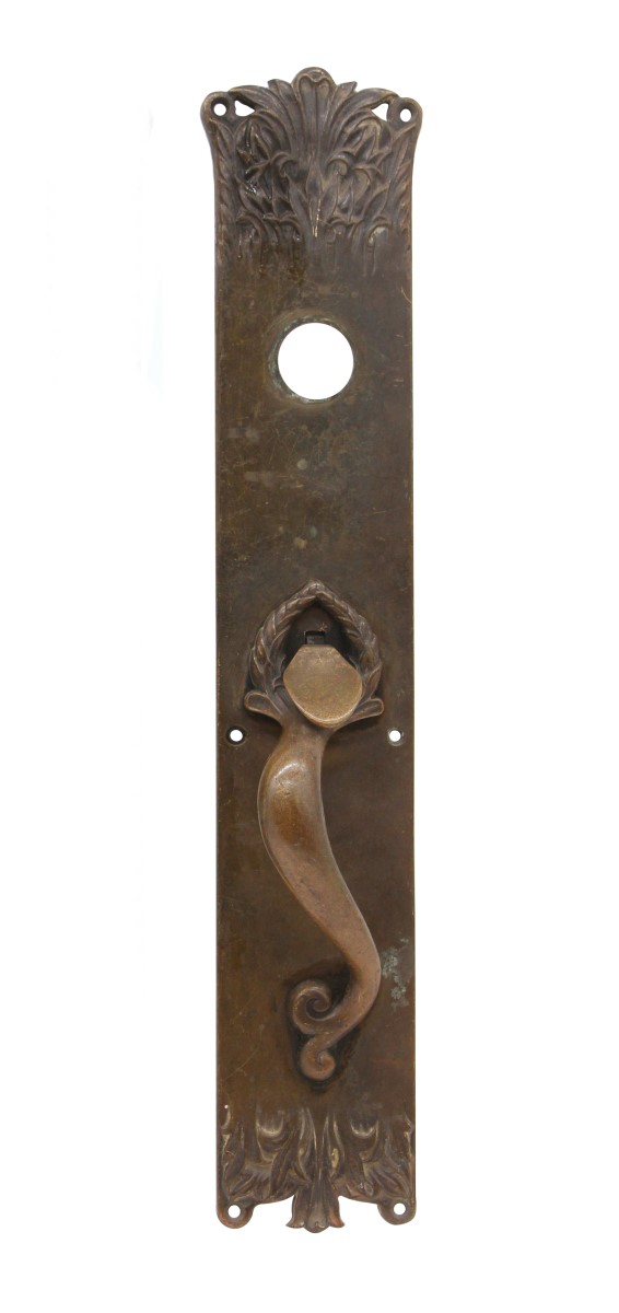 Door Pulls - Antique Romanesque Bronze 18 in. Entry Door Pull with Lock Insert