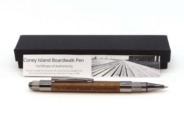 Famous Building Artifacts - Coney Island Boardwalk Brazilian Ipe Wood Pen with Silver Finish