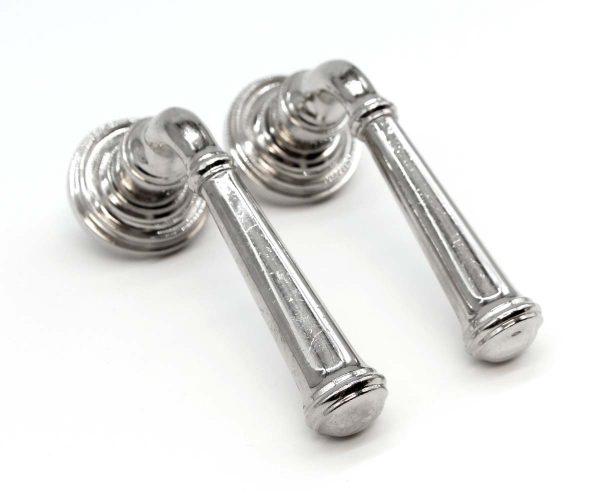 Levers - Pair of Vintage Modern Chrome Fixed Lever Door Knob Set