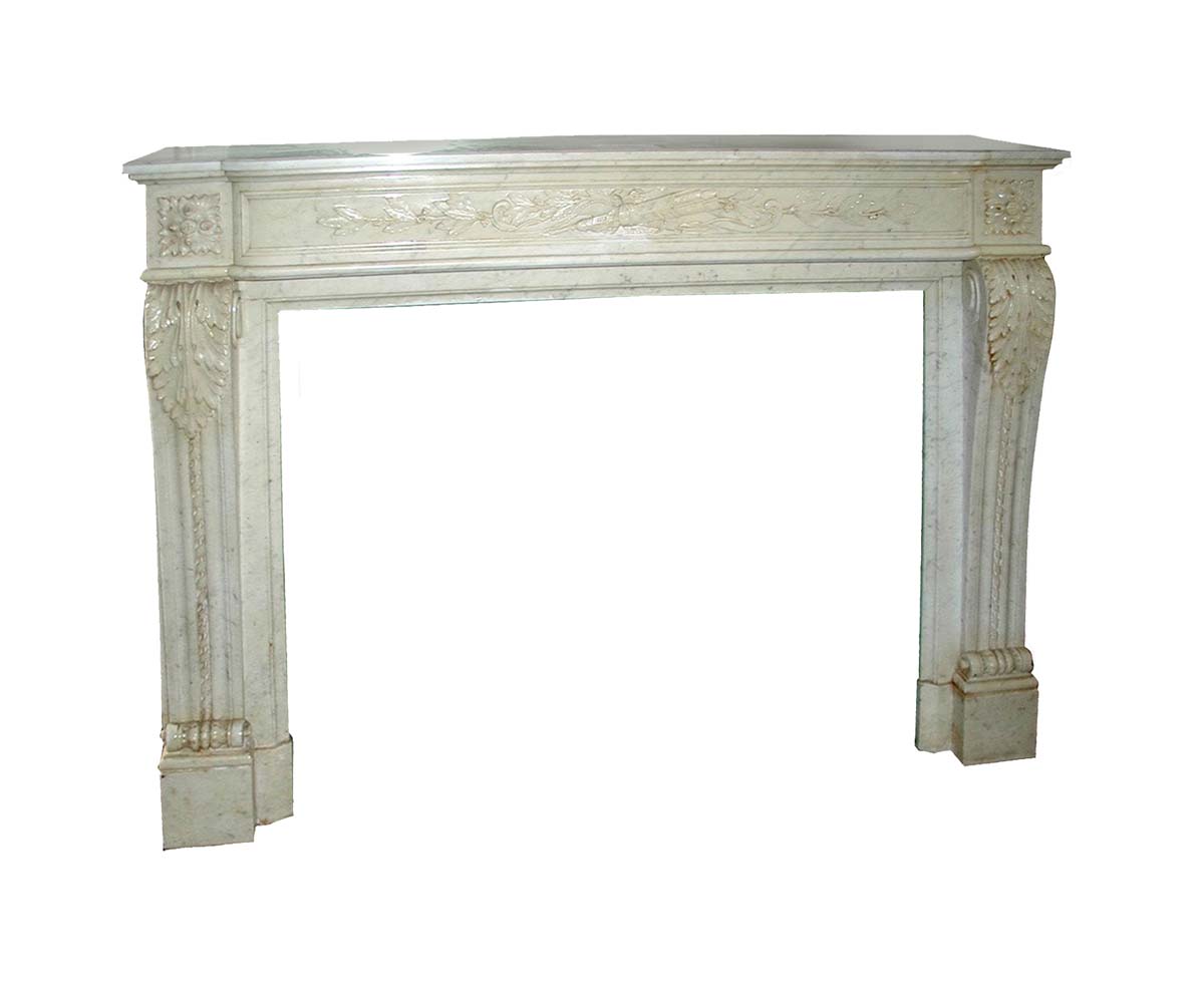 Plaza Hotel Carved Carrera Marble Mantel | Olde Good Things