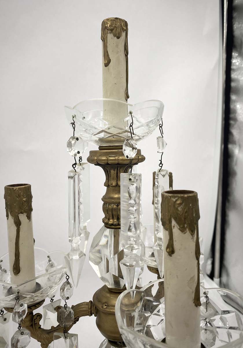 Victorian 4 Candle Light Crystal Candelabra Table Lamp | Olde Good Things