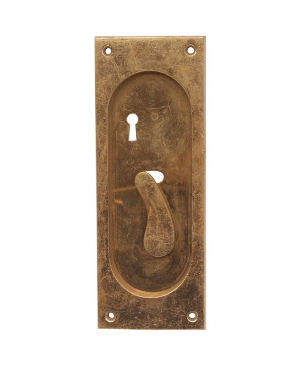 Pocket Door Hardware - Antique Classic Cast Brass Latch Pocket Door Plate