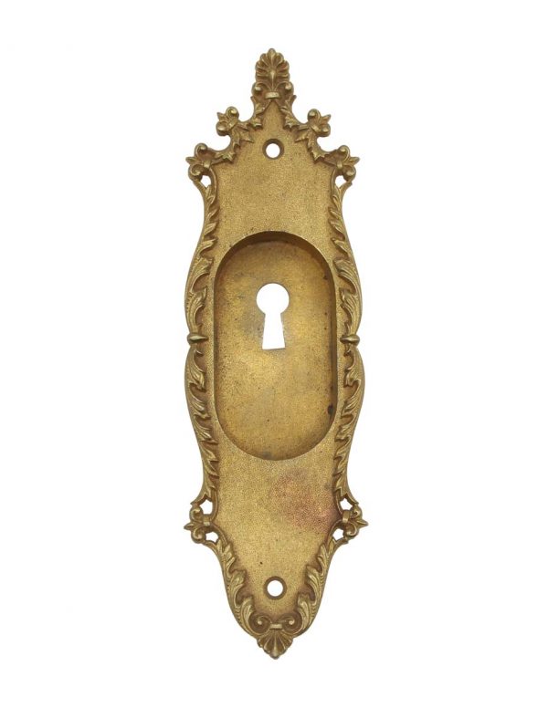 Pocket Door Hardware - Antique Neoclassical Brass Recessed Pocket Door Plate