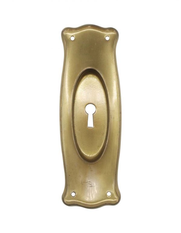 Pocket Door Hardware - Antique Traditional Brass Keyhole Pocket Door Plate
