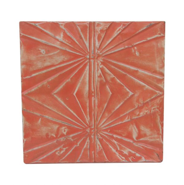 Tin Panels - Handmade Art Deco Faded Red Colored Tin Panel