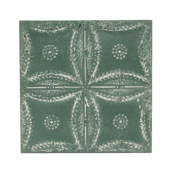 Tin Panels - Handmade Medallion Wreath Green Tin Panel