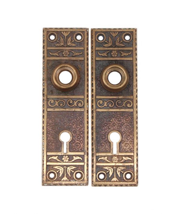 Back Plates - Aesthetic Pair of 5.5 in. Bronze Keyhole Door Back Plates