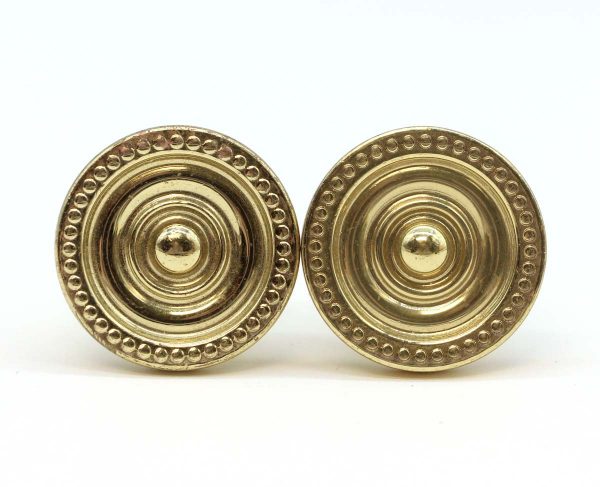 Cabinet & Furniture Knobs - Pair of Polished Brass Concentric Beaded Cabinet Knobs