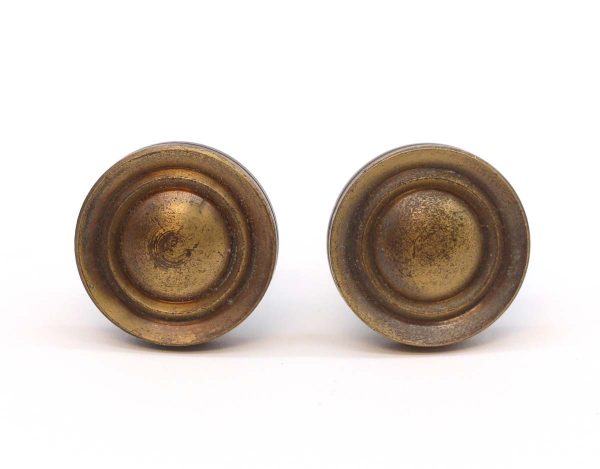 Cabinet & Furniture Knobs - Pair of Small Concentric Brass Cabinet Knobs