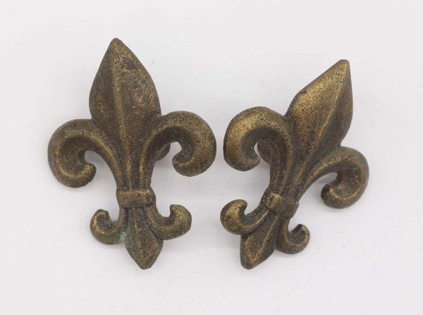 Cabinet & Furniture Knobs - Pair of Traditional Brass Fleur De Lis Drawer Knobs