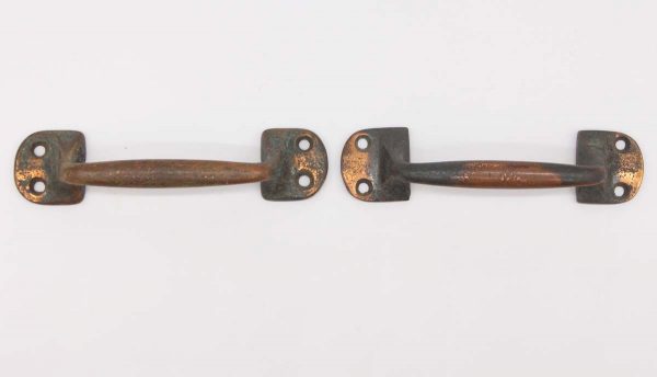Cabinet & Furniture Pulls - Pair of 5 in. Japanned Copper & Brass Drawer Pulls or Sash Lifts