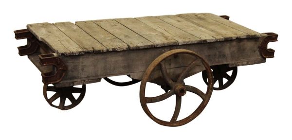 Carts - Antique Factory Cart with Varied Size Wheels