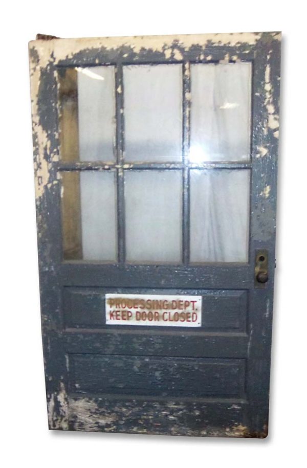 Commercial Doors - Antique 6 Lite 2 Pane Wide Industrial Wood Door 82 x 48