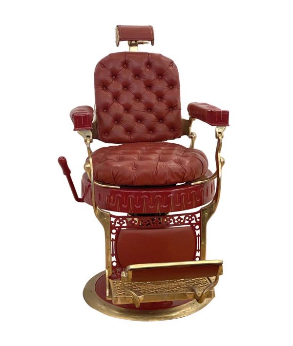 Commercial Furniture - Restored Berninghaus Hercules Red Barber Chair with Custom Detailing