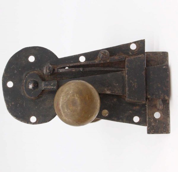 Door Knob Sets - Early Steel Surface Latch & Brass Doorknob Set