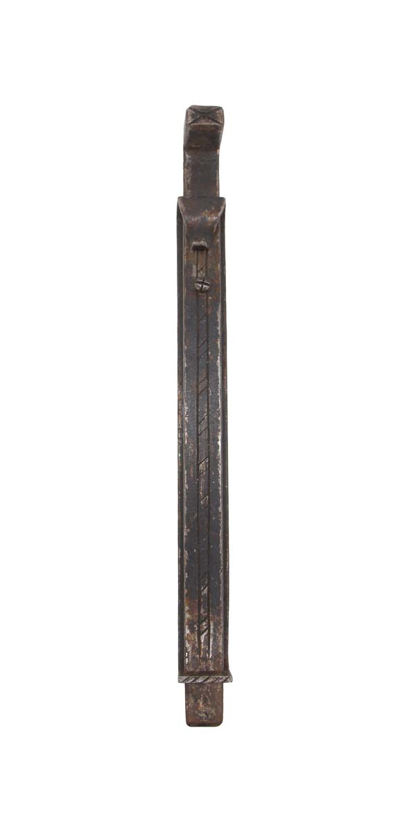 Door Locks - Antique Hammered Iron Samuel Yellin Leaf Gate Door Floor Bolt