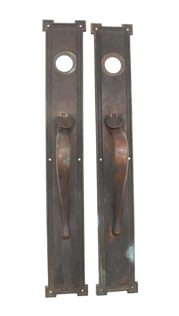 Door Pulls - Pair of 21.375 in. Arts & Crafts Large Bronze Entry Door Pulls