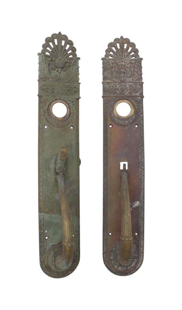 Door Pulls - Pair of Antique 20.375 in. Neoclassical Bronze Entry Door Pulls