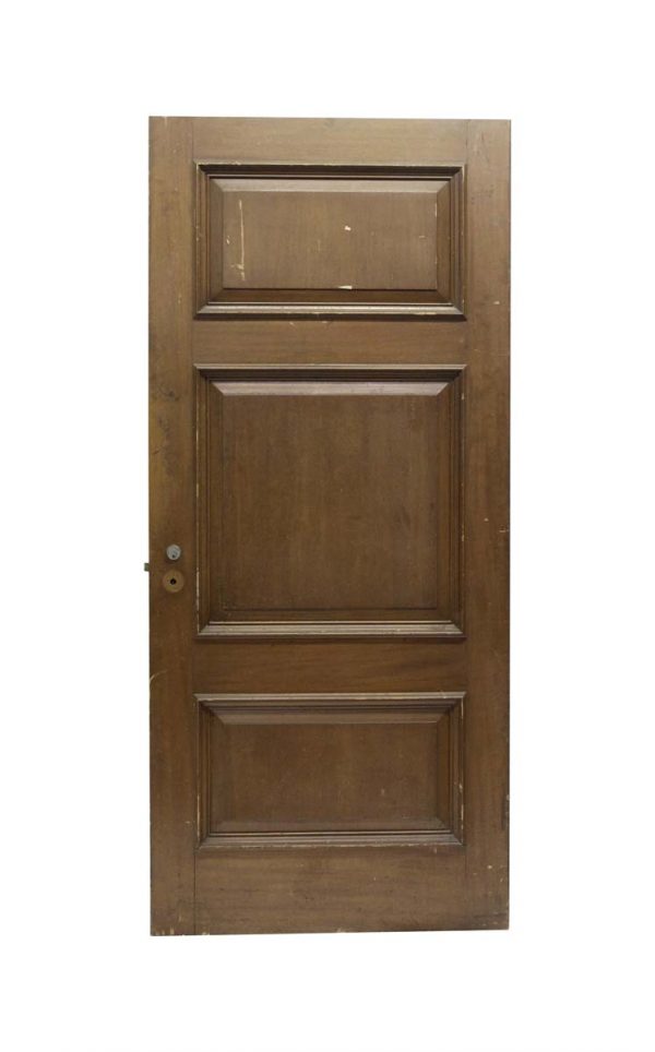Entry Doors - Antique 3 Pane Mahogany Entry Door 81 x 36