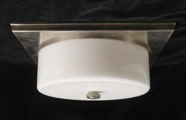 Flush & Semi Flush Mounts - Modern Opaline Glass Dome Nickel Flush Mount Light