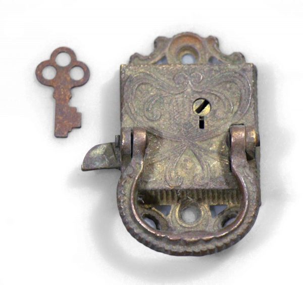 Ice Box Hardware - Victorian Brass Ice Box Lock with Key