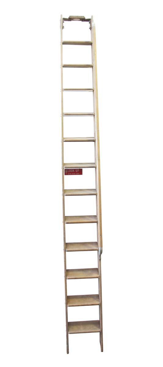Ladders - Solid Oak Wooden Library Ladder with Wooden Handrail