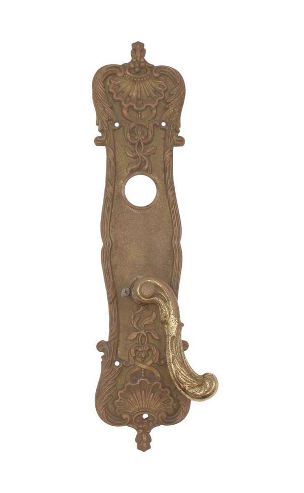Levers - Antique Art Nouveau Brass Entry Door Lever Set