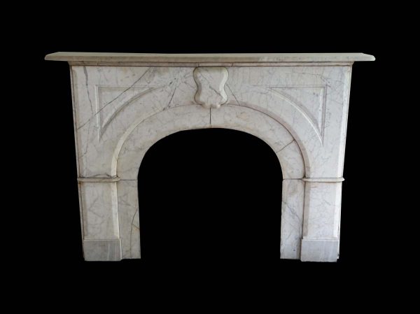 Mantels - 1853 Classic Brownstone White Marble Mantel with Arched Opening