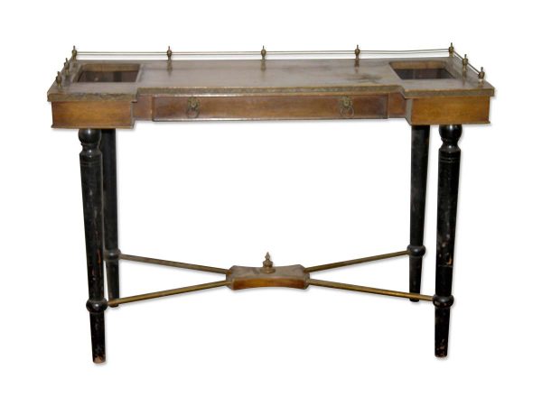 Office Furniture - Antique Wooden Bank Table Lion Brass Accents