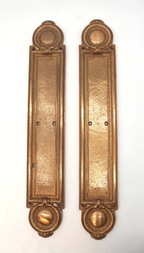 Push Plates - Pair of Antique Bronze 20.5 in. Victorian Door Push Plates