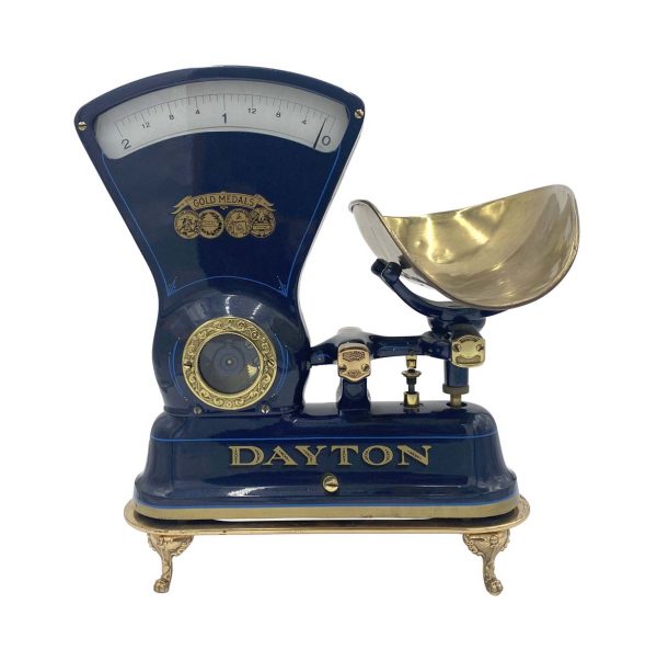 Scales - Early 1900s Dayton 21 lb. Blue Candy Scale with Brass Stand