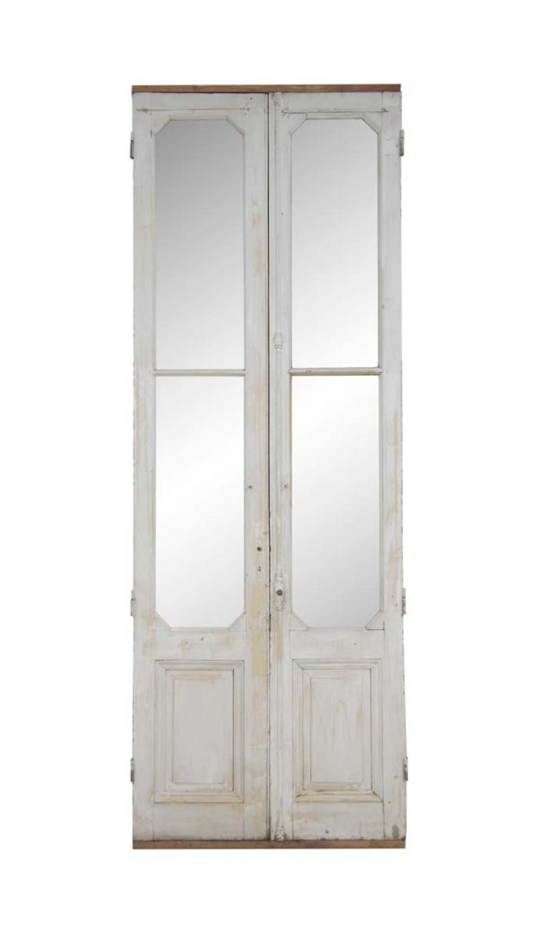 Standard Doors - 1920s 2 Lite 1 Pane Wood Passage Double Doors 119.5 x 43.25