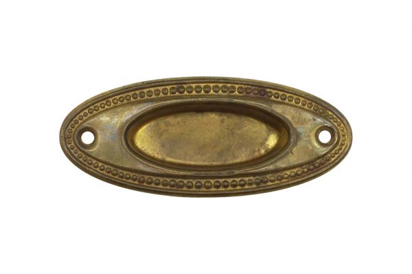 Window Hardware - Antique Traditional 3.75 in. Beaded Oval Brass Window Sash Lift