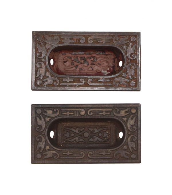 Window Hardware - Pair of Aesthetic Sargent Recessed Cast Iron Window Sash Lifts